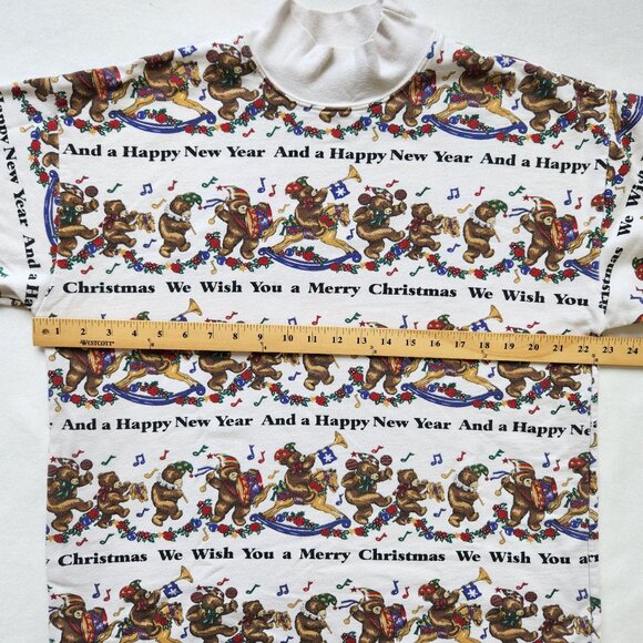 Vintage White Nutcracker Christmas Pullover Sweatshirt Teddy Bears Music Cute - Picture 11 of 12